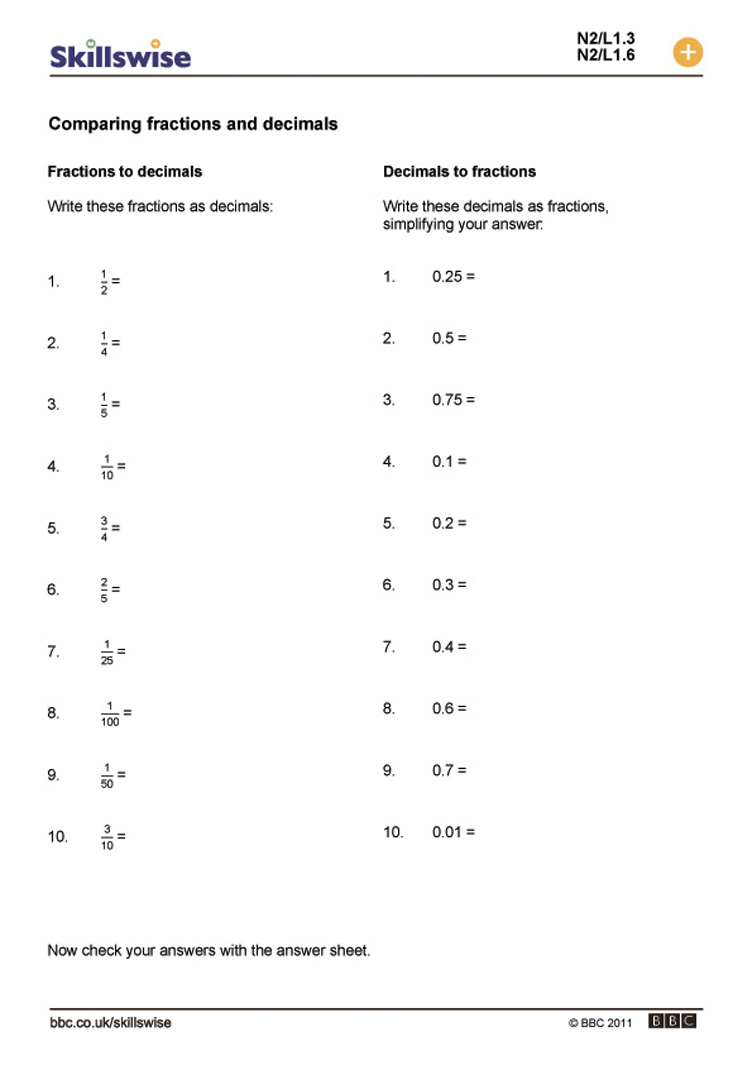 Changing Fractions Into Decimals Worksheets Changing Fractions Into Decimals Worksheets