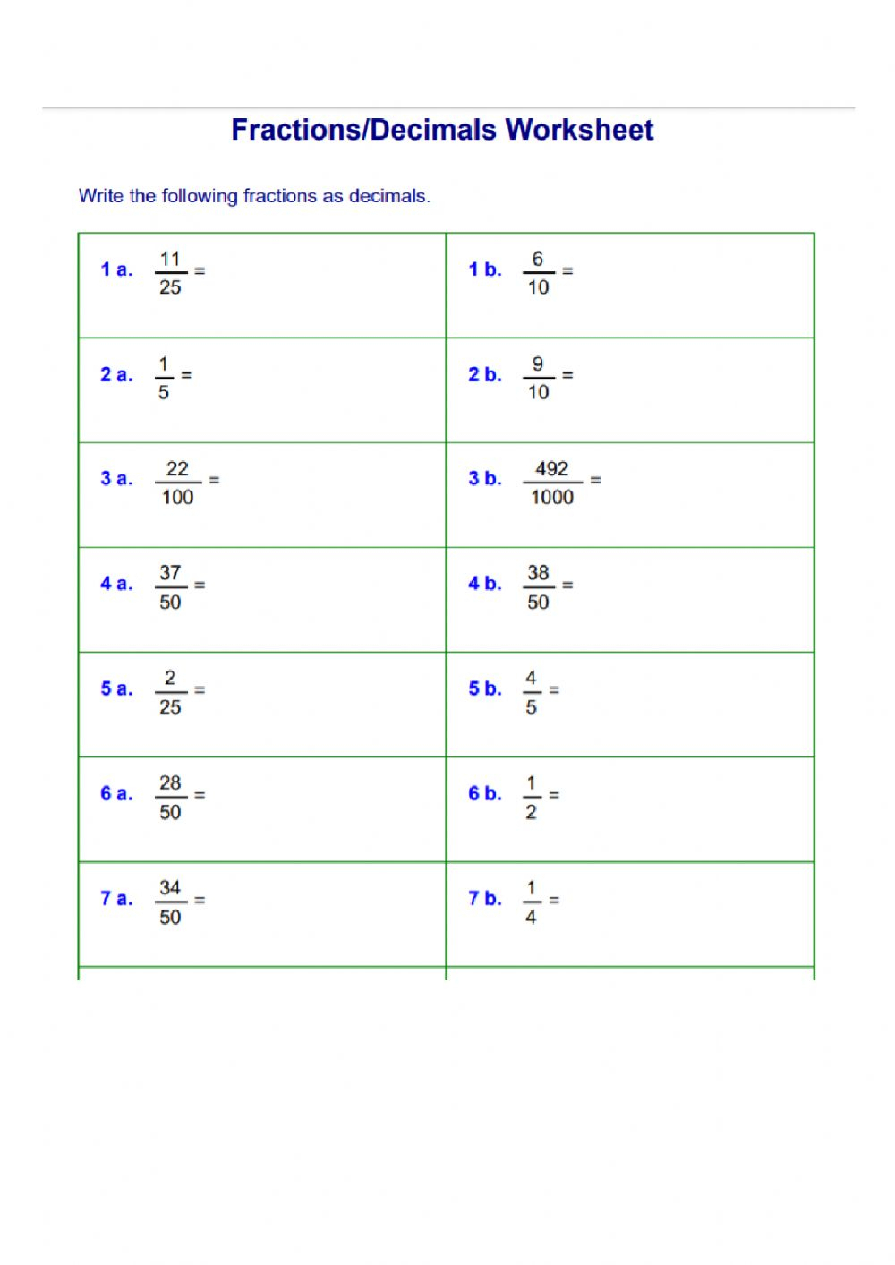 Converting Fractions To Decimals Worksheet With Answers Worksheets Converting Fractions To Decimals Worksheet With Answers Worksheets