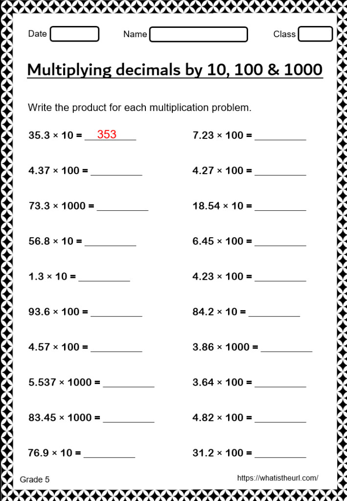 Decimal Multiplication Worksheet For Grade 5 Your Home Teacher