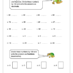Divide By One Hundred Fraction And Decimal Worksheets For Year 4 age