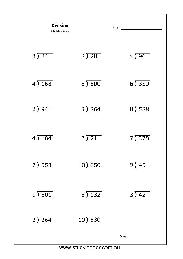 Dividing Decimals By Whole Numbers No Remainder Worksheet Common Core