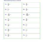 Converting Fractions To Decimals Worksheet With Answers Worksheets