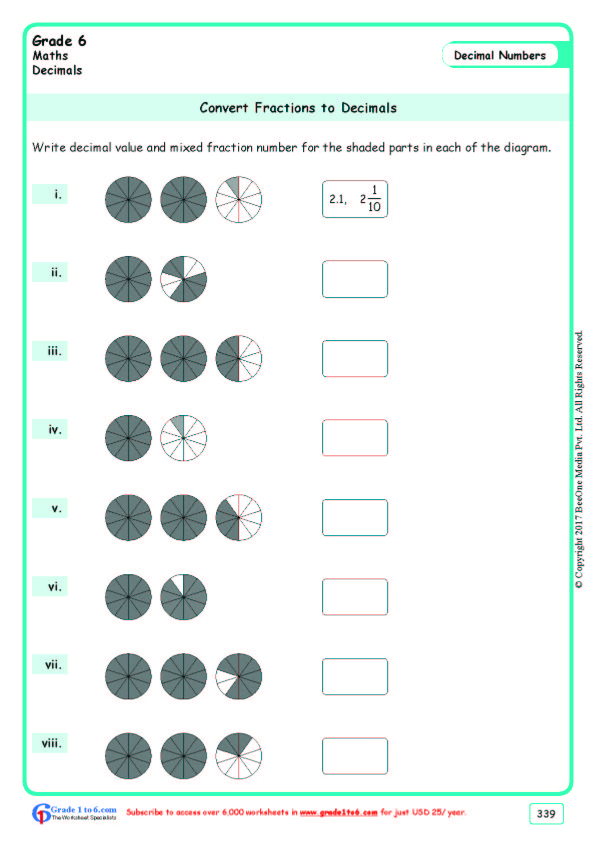 Converting Fractions To Decimals Worksheets Grade 6 Converting Fractions To Decimals Worksheets Grade 6