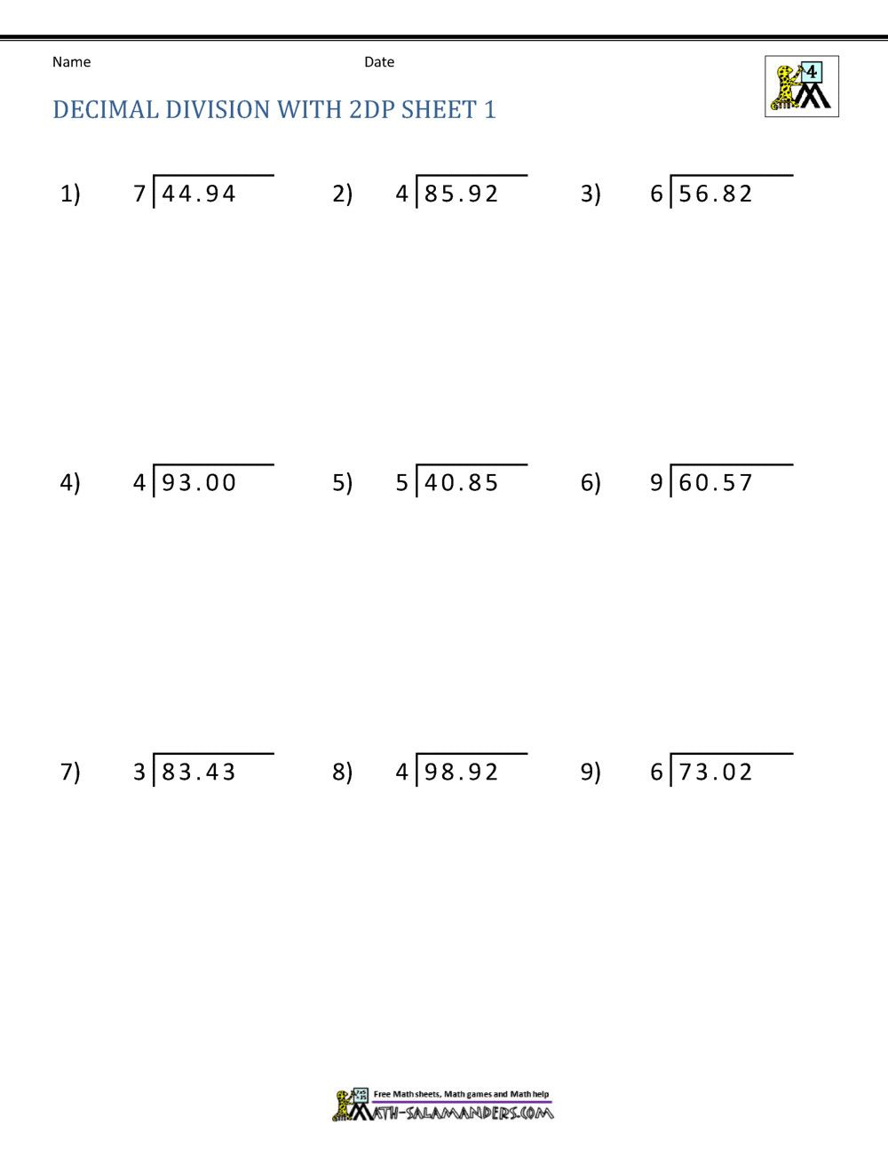 Multiplication And Division Of Decimals Worksheets Grade 6 Multiplication And Division Of Decimals Worksheets Grade 6