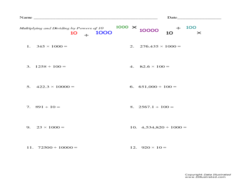 Multiplying And Dividing Decimals By Powers Of 10 Worksheets Multiplying And Dividing Decimals By Powers Of 10 Worksheets