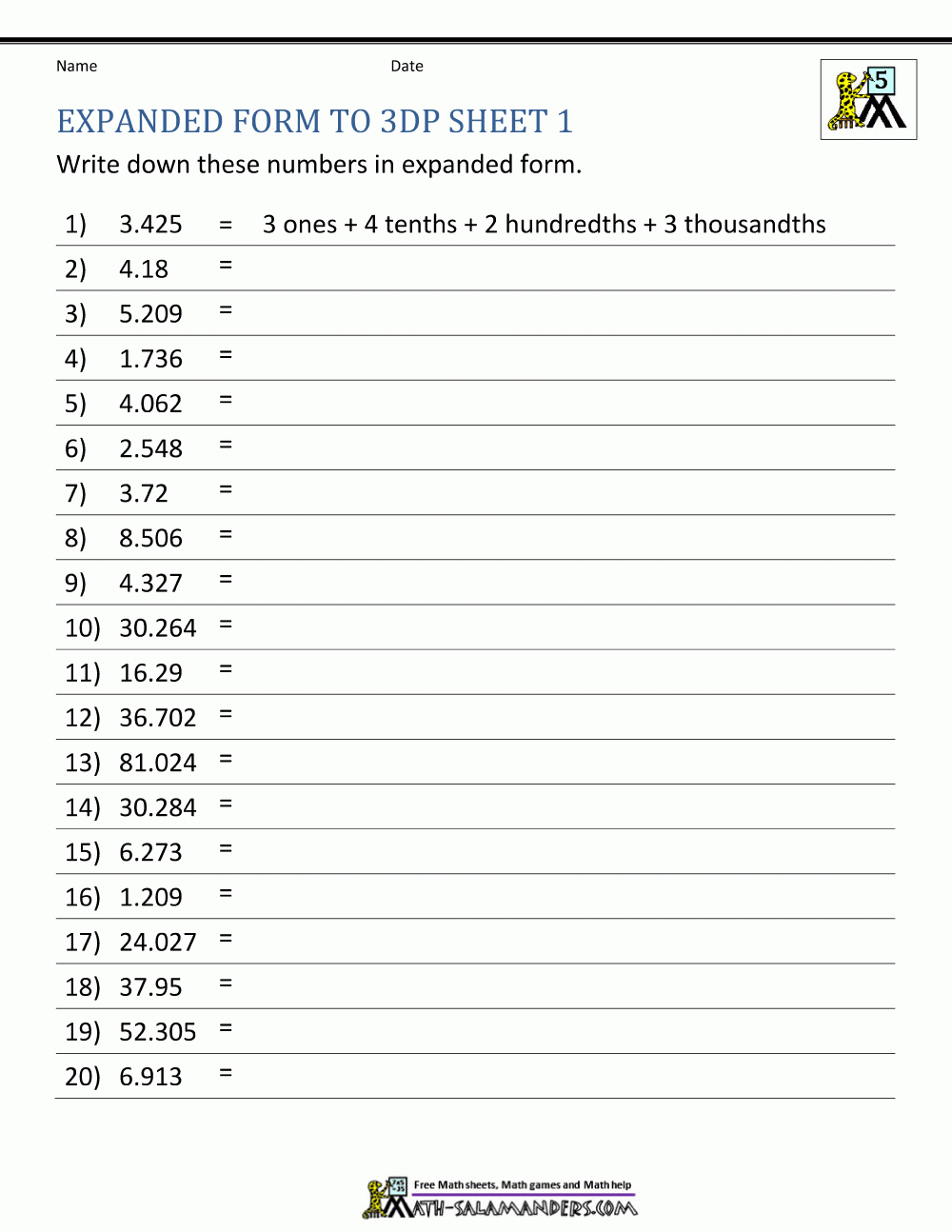 5th Grade Place Value Worksheets 5th Grade Place Value Worksheets