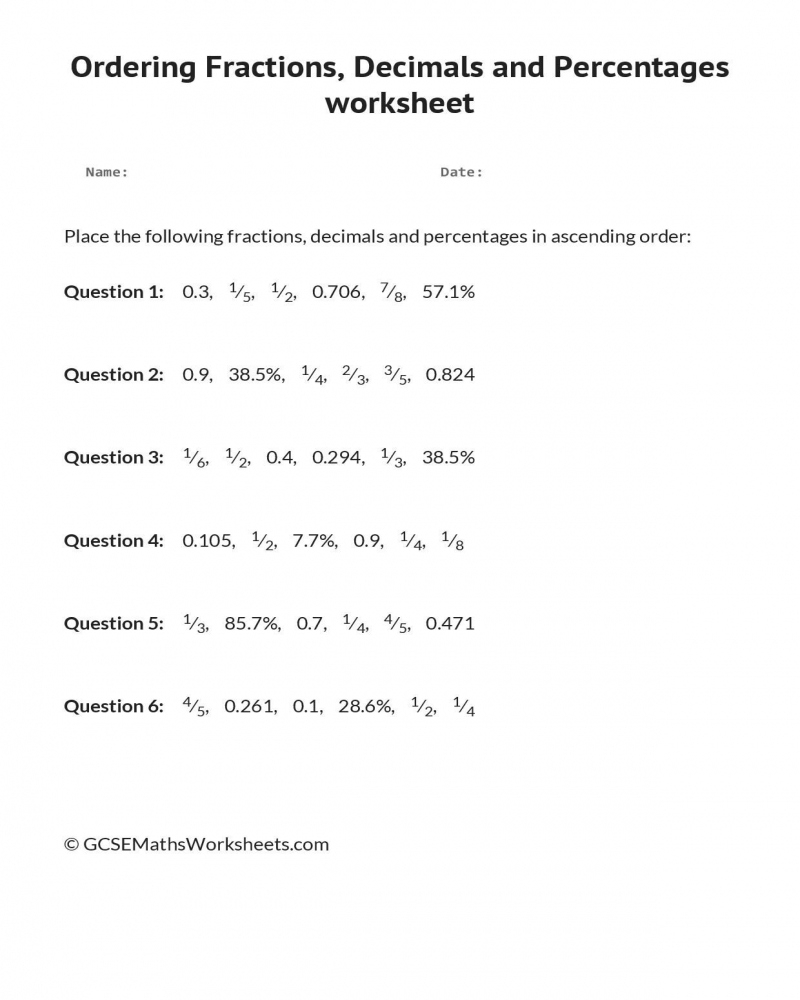 6th Grade Math Fractions Decimals Percents Worksheets Printable Math 6th Grade Math Fractions Decimals Percents Worksheets Printable Math