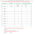 Fractions Decimals Percent Review Worksheet