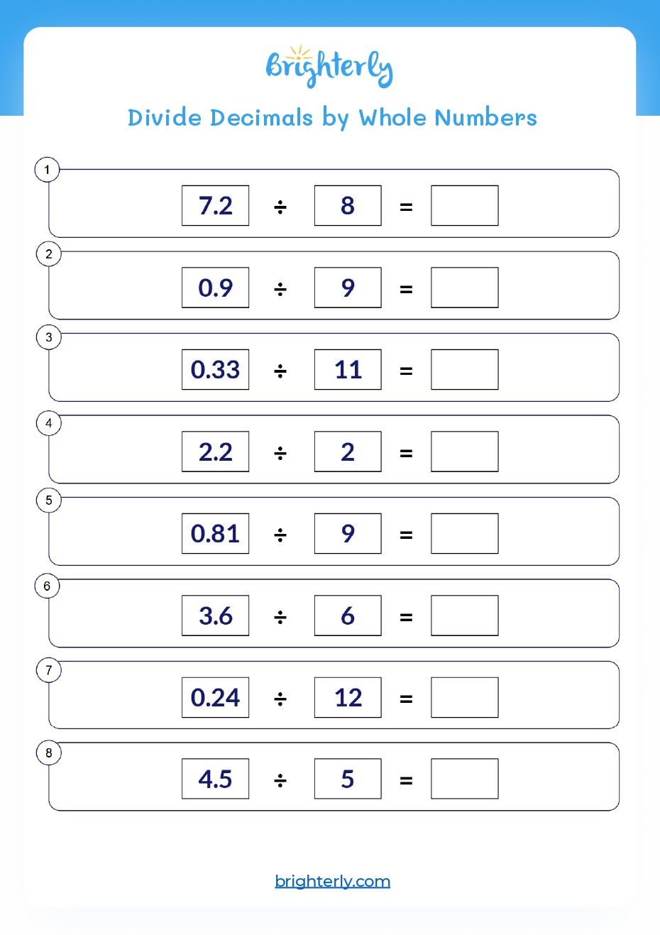 Free Printable Dividing Decimals Worksheet PDF Brighterly Free Printable Dividing Decimals Worksheet PDF Brighterly