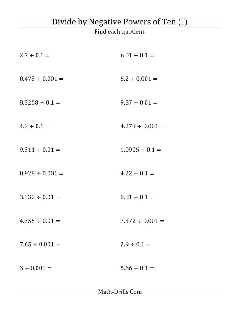 10 Best Images Of Dividing Decimals 5th Grade Math Worksheets 