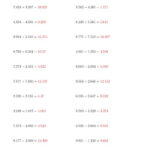 Adding And Subtracting Decimals To Thousandths Horizontally C