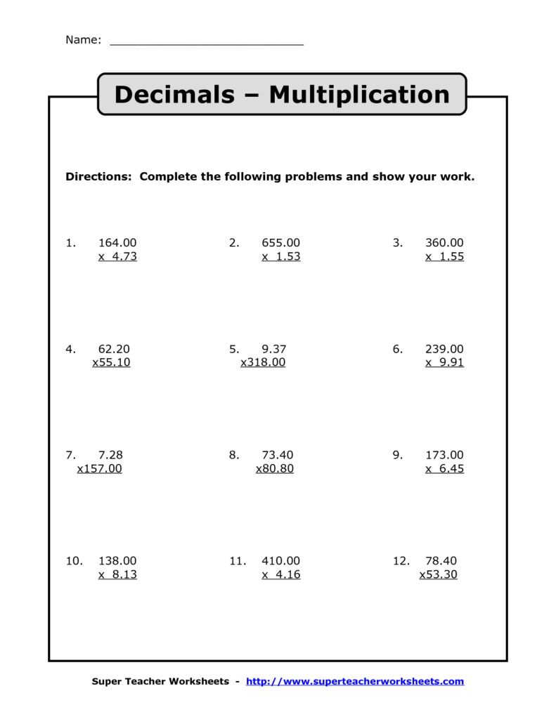 Adding And Subtracting Decimals Worksheets 8th Grade Kidsworksheetfun