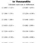 Adding And Subtracting Decimals Worksheets Math Monks