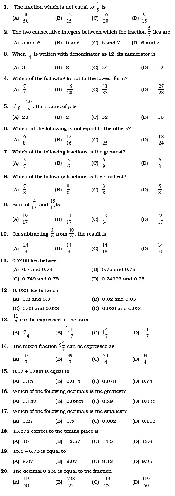 Class 6 Important Questions For Maths Fractions And Decimals Class 6 Important Questions For Maths Fractions And Decimals