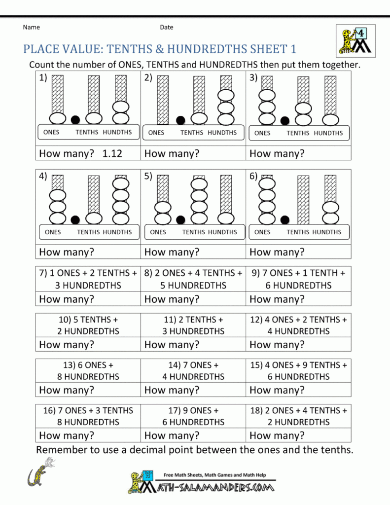 Comparing Decimals With Models Worksheet Examples And Forms