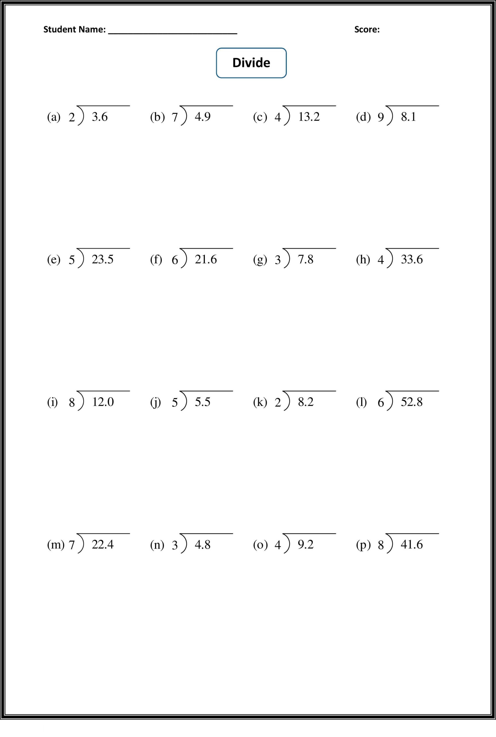 Decimal Grade 6 Multiplication Table Decimal Grade 6 Multiplication Table