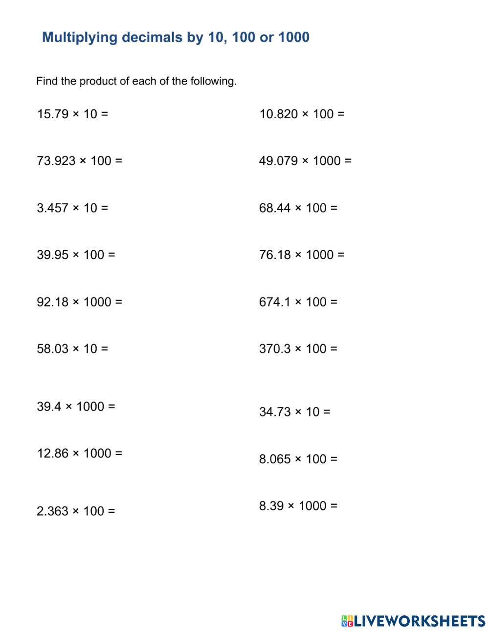 Decimal Multiplication Practice Maths Worksheets For Kids Ks3 Maths Decimal Multiplication Practice Maths Worksheets For Kids Ks3 Maths