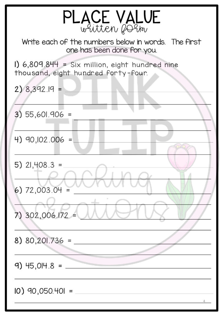 Decimal Place Value Worksheet Printable Worksheets Are A Valuable 