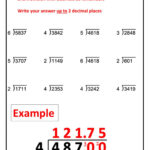 Ejercicio De Dividing With Decimal Remainders