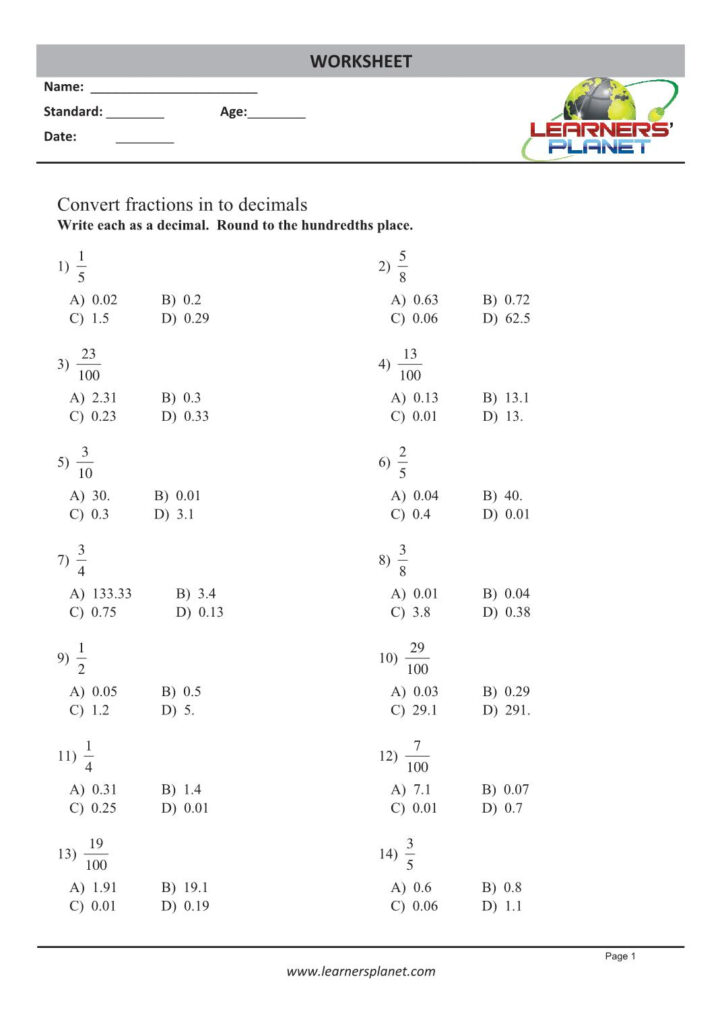 Grade 5 Decimal Division Worksheets Free Download Gmbar co