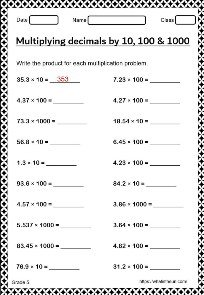 Math Worksheets For Grade 5 Multiplying Decimals Tech4liv