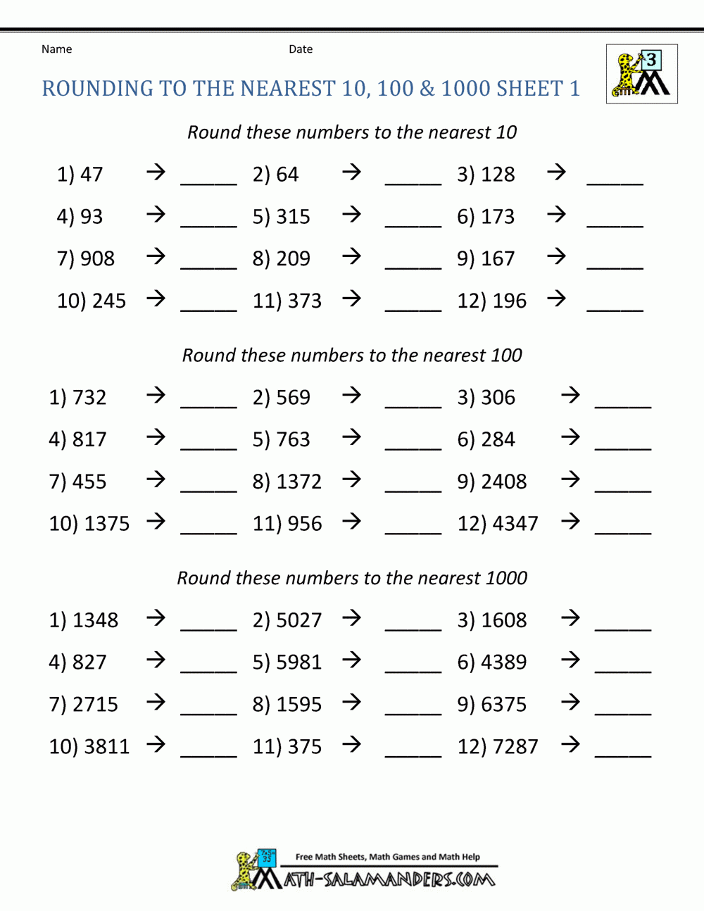 Rounding To The Nearest Thousand Worksheet Rounding Worksheets Math Rounding To The Nearest Thousand Worksheet Rounding Worksheets Math